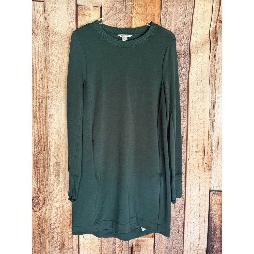 Athleta‎ Coaster Luxe Sweatshirt Dress Nirvana Fabric Athleisure Green Medium